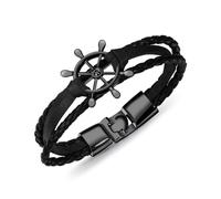 Bracciale Braccialetto da Uomo con Timone in eco pelle Cuoio Marinaro Nautico