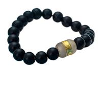 Bracciale, Braccialetto di cristallo Chakra for donne e uomini, amuleto, buona fortuna, perline rotonde, meditazione, attrarre ricchezza, rosso(Black)