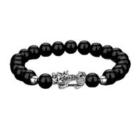 Bracciale, Braccialetto di perline cristallo rosso granato e nero, talismano for prosperità, denaro buona fortuna, 7(11)