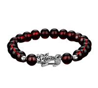 Bracciale, Braccialetto di perline cristallo rosso granato e nero, talismano for prosperità, denaro buona fortuna, 7(15)