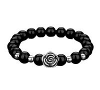 Bracciale, Braccialetto di perline cristallo rosso granato e nero, talismano for prosperità, denaro buona fortuna, 7(3)