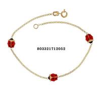 Bracciale braccialetto oro Giallo 18 kt. coccinella donna bimbi portafortuna