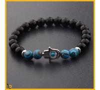 Bracciale Braccialetto portafortuna da DONNA Mano di FATIMA Elastico turchese