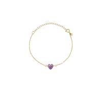 Breil, Collezione Candy, Bracciale Donna in Acciaio Lucido Effetto Specchio Colore Oro e Ametista a Forma di Cuore, Chiusura Regolabile, Bracciale con Cuore da 21 Cm