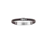 Breil, Collezione Savage, Bracciale da Uomo in Acciaio Lucido e Silicone, con Cuciture a Contrasto, Accessorio Minimalista e Casual, Lunghezza Regolabile Fino 22 cm, Idee Regalo Uomo, Marrone