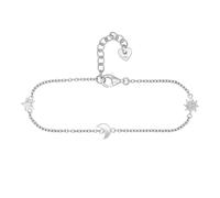 bracciale cai argento sterling 925 rodiato sole luna stella 15+3 cm donna NUOVO