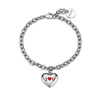 Bracciale Catena Donna Cuore Acciaio Sagapo SBM99 Con Smalto Rosso S'agapo
