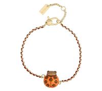 Bracciale catena e tessuto con coccinella