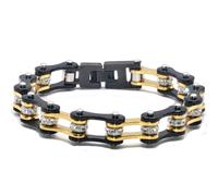 Bracciale catena moto acciaio nero oro cristalli biker unisex Desja Black Gold