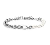 Bracciale catena rolò con trama e perle
