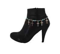 Bracciale Caviglia Con Charm Croce Religioso In Metallo Dorato Per Donna