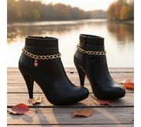 Bracciale Caviglia Fatta A Mano Con Charm A Fiocco Di Neve E Catena In Oro 2PC