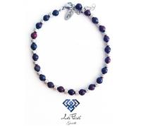 Bracciale, Cavigliera, Collana "Breccia" in Pietra Naturale e Acciaio Inox