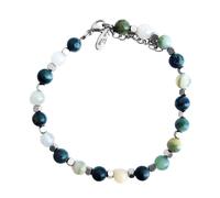 Bracciale, Cavigliera, Collana "Clorite" in Pietra Naturale e Acciaio Inox