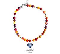 Bracciale, Cavigliera, Collana "Mookaite" Pietra Naturale e Acciaio Inox
