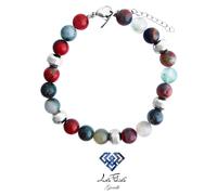 Bracciale, Cavigliera, Collana "Sangue d'Africa" Pietra Naturale e Acciaio Inox