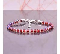 Bracciale/cavigliera con pietre preziose rotonde sfaccettate granato...