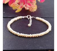 Bracciale/cavigliera regolabile con perle d'acqua dolce naturali Rondelle 4 mm