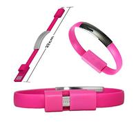 Bracciale cavo dati usb per smartphone Samsung caricabatteria in silicone unisex. MEDIA WAVE store (Fucsia)