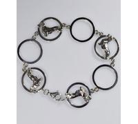 Bracciale cerchi piccoli Bassotto a pelo duro 3D in argento 925 Luce