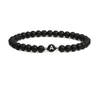 Bracciale Chakra, Braccialetti Iniziali Per Donna Uomo Lettera Az Bracciale In Pietra Nera Opaca Naturale Braccialetti In Cristallo Bracciali Con Pietre Preziose Elasticizzate Braccialetto Chakra Fo