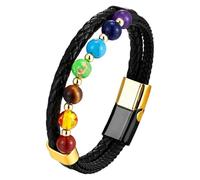 Bracciale Chakra Con Cristalli Naturali Per Uomo E Donna, Con Perline Di Pietre Preziose Naturali E Chiusura Magnetica, Gioielli Di Guarigione Reiki, Equilibrio Spirituale, Accessorio Per Yoga, Nero