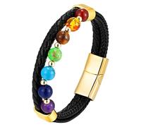 Bracciale Chakra Con Cristalli Naturali Per Uomo E Donna, Con Perline Di Pietre Preziose Naturali E Chiusura Magnetica, Gioielli Di Guarigione Reiki, Equilibrio Spirituale, Accessorio Per Yoga, Oro