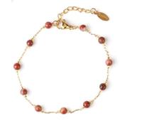 Bracciale Chakra Donna,Bracciale in Pietra di Diaspro Rosso Naturale Bracciale in Rilievo Color Oro con Perline di Cristallo Bracciale Regolabile con Pietre Preziose Chakra Yoga Bracciale Elasticizz