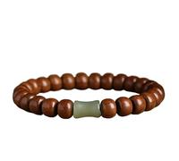 Bracciale chakra in legno naturale e giada nefrite, perline spirituali Mala per meditazione e ricchezza Feng Shui, 16cm, Pietra, Non pietra preziosa