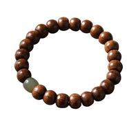 Bracciale chakra in legno naturale e giada nefrite, perline spirituali Mala per meditazione e ricchezza Feng Shui, 16cm, Pietra, Non pietra preziosa