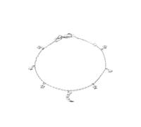 Bracciale Charm Croissant Di Luna & Stella Oz In Argento Massiccio Rodio 925/000