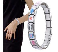 Bracciale Charm Italiano - Braccialetto Da Polso In Acciaio Inossidabile Fatto A Mano Per Ragazze,per Gioielli di Moda per Appuntamenti Viaggi Spiaggia Campeggio Cocktail Party Matrimonio