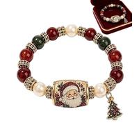 Bracciale charm natalizio Bracciale regolabile con perline alla per le | Braccialetto di Natale Donna Per Amiche, Matrimonio, Compleanno, Ragazze, Adolescenti, Festa Della Mamma