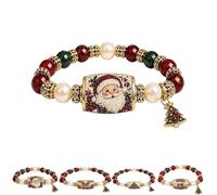 Bracciale Christmas Magic Collection, Kit di gioielli natalizi con perline, Braccialetto natalizio elastico con perline e ciondoli a forma di albero di Natale, vintage in smalto per donne (B#)