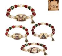 Bracciale Christmas Magic Collection, Kit di gioielli natalizi con perline, Braccialetto natalizio elastico con perline e ciondoli a forma di albero di Natale, vintage in smalto per donne (ABCD#)
