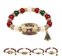Bracciale Christmas Magic Collection, Kit di gioielli natalizi con perline, Braccialetto natalizio elastico con perline e ciondoli a forma di albero di Natale, vintage in smalto per donne (C#)