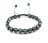 Bracciale cilindrico in pietra naturale con cristalli neri e calcoli biliari - Design etnico a fila singola(Redandgreentreasure)