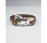 Bracciale cinturino in pelle cavallo grande realizzato a mano in argento Luce