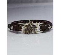 Bracciale cinturino in vera pelle gatto Bengala nel cerchio in argento 925 Luce
