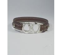 Bracciale cinturino pelle ferri realizzato a mano in argento titolo 925 Luce