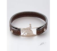 Bracciale cinturino pelle reining realizzato a mano in argento titolo 925 Luce
