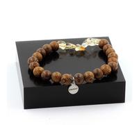 Bracciale Citrino Del Brasile + Perle Di Legno 8 Mm. Fabbricato In Francia.