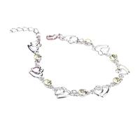 Bracciale classico con perle classico Mm Bracciale con doppio cuore e ametista. Bracciale regolabile, ideale per un compleanno o qualsiasi altra occasione. Uomo Naturale Colori Con Gioielli, Taglia