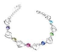 Bracciale classico con perle classico Mm Bracciale con doppio cuore e ametista. Bracciale regolabile, ideale per un compleanno o qualsiasi altra occasione. Uomo Naturale Colori Con Gioielli, Taglia