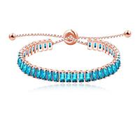 Bracciale classico rettangolare con zirconia cubica, regolabile, con chiusura a bolo, per le vacanze estive, da donna