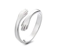 Bracciale Classico Semplice Abbraccio, Anello Aperto Regolabile in Argento 925, Anello Abbraccio Amore per Il Tuo Amante per Compleanno e Natale
