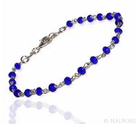 BRACCIALE COLLANA ARGENTO 925 UOMO DONNA TIPO ROSARIO CRISTALLO BLUETTE azzurro