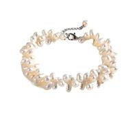 Bracciale/collana in argento 925 con perle di riso naturali d'acqua dolce da 5-6 mm, gioielli fatti a mano for le donne, ideali for matrimoni(Bracelet)