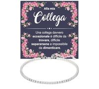 Bracciale Collega Argento Sterling 925 con Pietre bianche di Zirconia Compleanno Idee Regali per lei, Bracciale Idea Regalo Natale - Cofanetto con DEDICA incluso. (Alla Mia Collega Bracciale Tennis)