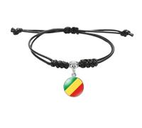 Bracciale Colorato Bandiera Congo (Brazzaville) - Bellissimo Braccialetto Intrecciato, Braccialetto In Corda Intrecciata Con Motivo A Bandiera, Braccialetto Colorato Con Corda Intrecciata Regolabile,